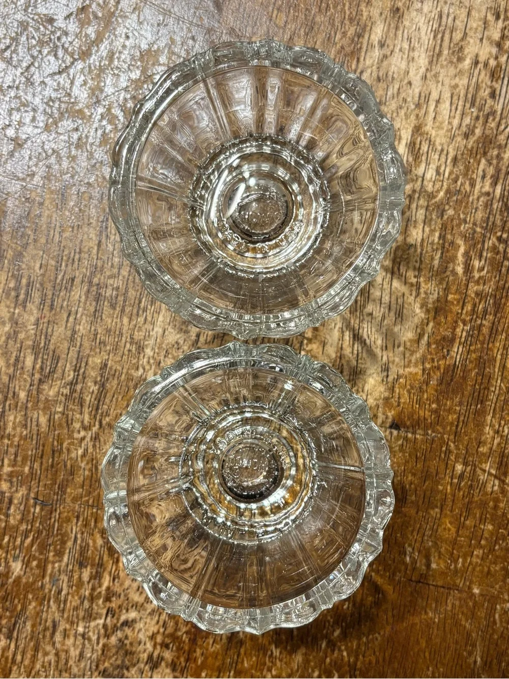 Vintage HOMCO Home Interiors Clear Glass Candle Holders Pair Made in USA Scallop